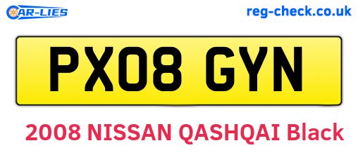 PX08GYN are the vehicle registration plates.