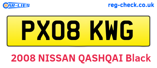 PX08KWG are the vehicle registration plates.