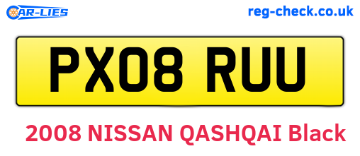 PX08RUU are the vehicle registration plates.
