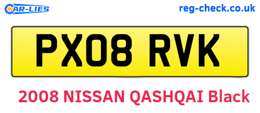 PX08RVK are the vehicle registration plates.