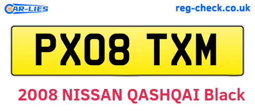 PX08TXM are the vehicle registration plates.