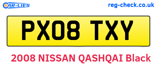 PX08TXY are the vehicle registration plates.