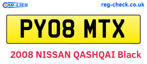 PY08MTX are the vehicle registration plates.