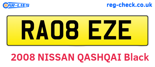 RA08EZE are the vehicle registration plates.