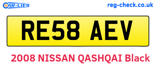 RE58AEV are the vehicle registration plates.