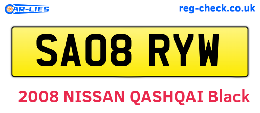 SA08RYW are the vehicle registration plates.
