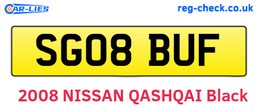SG08BUF are the vehicle registration plates.
