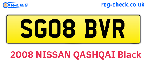 SG08BVR are the vehicle registration plates.