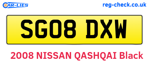 SG08DXW are the vehicle registration plates.