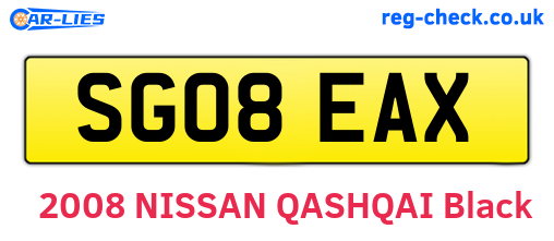 SG08EAX are the vehicle registration plates.