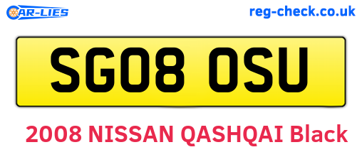 SG08OSU are the vehicle registration plates.