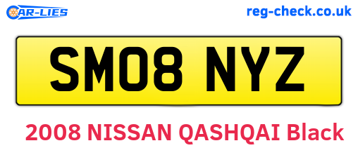 SM08NYZ are the vehicle registration plates.