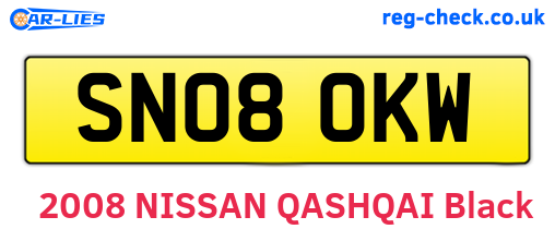 SN08OKW are the vehicle registration plates.