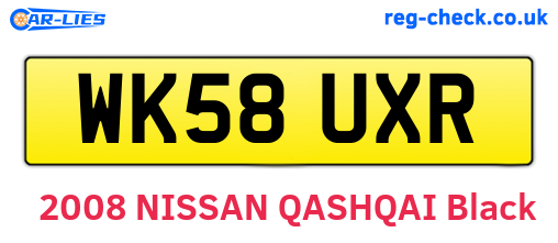 WK58UXR are the vehicle registration plates.