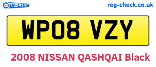 WP08VZY are the vehicle registration plates.