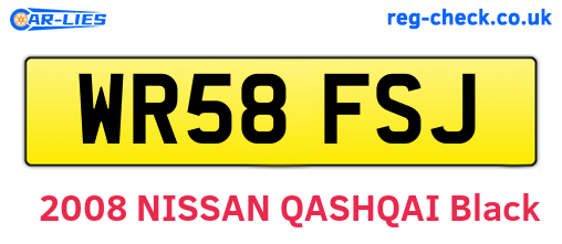 WR58FSJ are the vehicle registration plates.