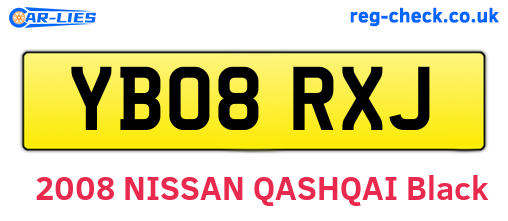 YB08RXJ are the vehicle registration plates.