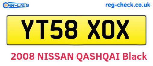 YT58XOX are the vehicle registration plates.