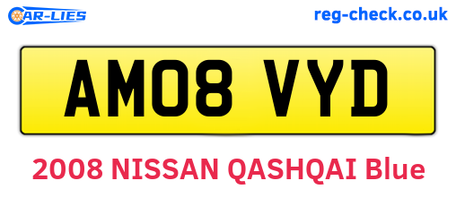 AM08VYD are the vehicle registration plates.