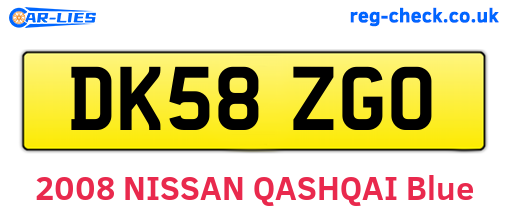 DK58ZGO are the vehicle registration plates.