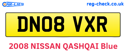 DN08VXR are the vehicle registration plates.