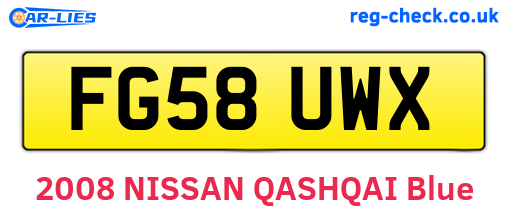 FG58UWX are the vehicle registration plates.