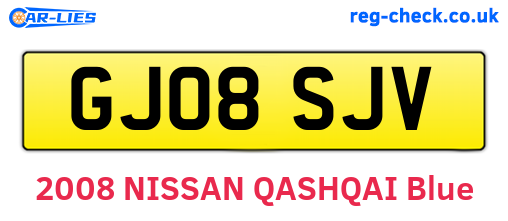 GJ08SJV are the vehicle registration plates.
