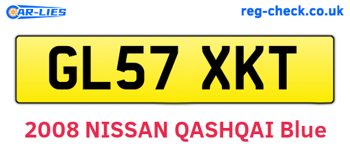 GL57XKT are the vehicle registration plates.