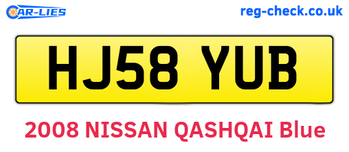 HJ58YUB are the vehicle registration plates.