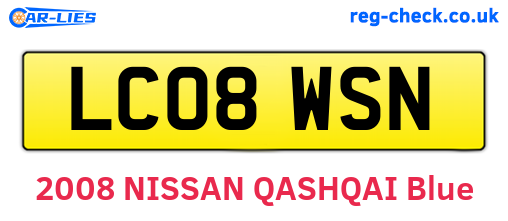 LC08WSN are the vehicle registration plates.