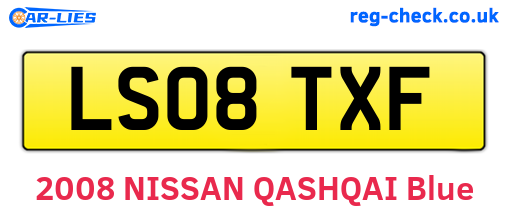 LS08TXF are the vehicle registration plates.
