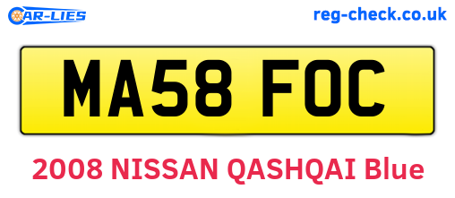 MA58FOC are the vehicle registration plates.