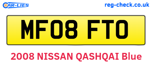 MF08FTO are the vehicle registration plates.