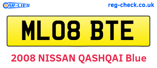 ML08BTE are the vehicle registration plates.