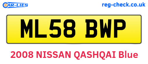 ML58BWP are the vehicle registration plates.
