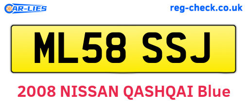 ML58SSJ are the vehicle registration plates.