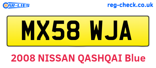 MX58WJA are the vehicle registration plates.