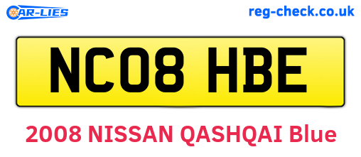NC08HBE are the vehicle registration plates.