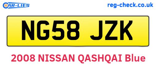 NG58JZK are the vehicle registration plates.