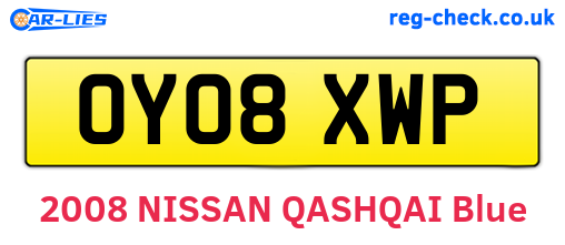 OY08XWP are the vehicle registration plates.