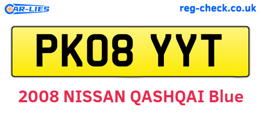 PK08YYT are the vehicle registration plates.