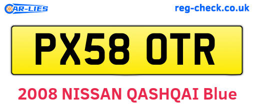 PX58OTR are the vehicle registration plates.