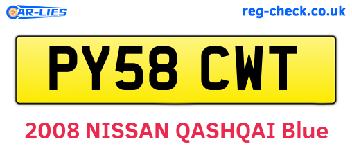 PY58CWT are the vehicle registration plates.