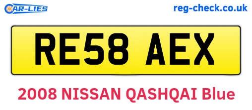 RE58AEX are the vehicle registration plates.