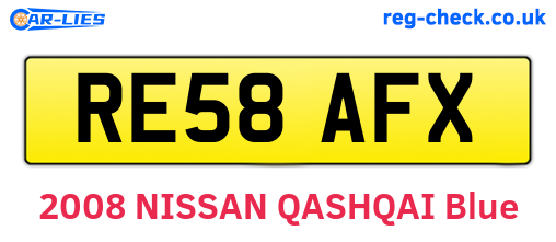 RE58AFX are the vehicle registration plates.
