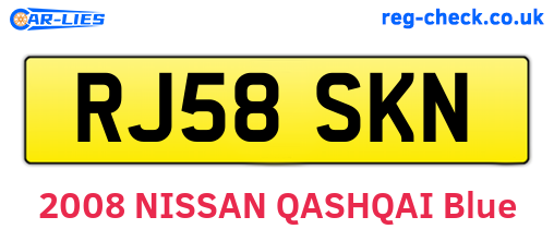 RJ58SKN are the vehicle registration plates.