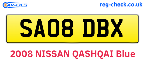 SA08DBX are the vehicle registration plates.