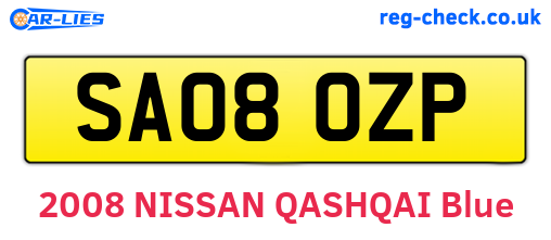 SA08OZP are the vehicle registration plates.