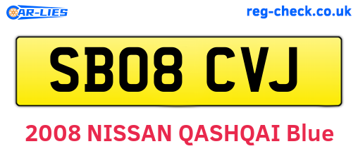 SB08CVJ are the vehicle registration plates.
