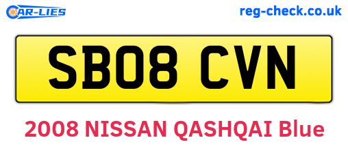 SB08CVN are the vehicle registration plates.